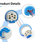 Close-up of Two Pack Car Fog Light Socket Wire Harness Connector Compatible With 9007 9004 HB1 HB5 Bulbs with blue plug and wires.