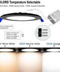 12 Pack 6 Inch Dimmable LED Recessed Lights Ultra Thin Canless Black with Junction Box showing tri-color temperature settings.