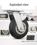 Exploded view of Heavy Duty Silent Caster Wheels With Brakes Universal Replacement Furniture Casters showing components.