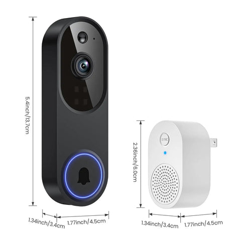 1080P Wireless Video Doorbell With Two Way Audio, Night Vision, AI Motion Alerts, Pre-Capture Recording, AES-128 Encrypted Cloud Storage