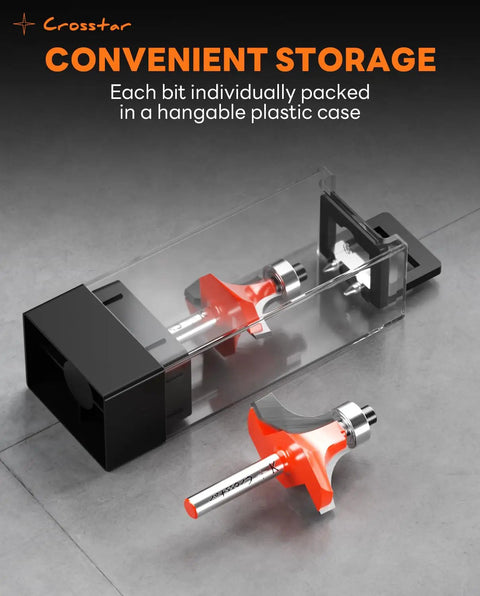 Pro Grade 7 Piece Top Bearing Roundover Router Bit Set With Quarter Inch Shank Carbide Inserts Two Flute Corner Rounding Bits