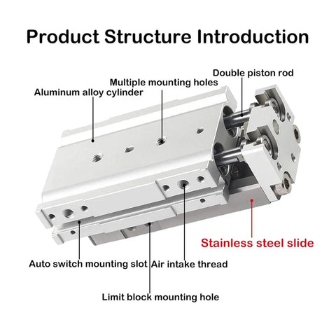 Rock Solid Pneumatic Slide Cylinder Double Acting Air Table Actuator For Precision Automation Handles Heavy Loads Like A Champ Smooth Factory Direct Industrial Grade