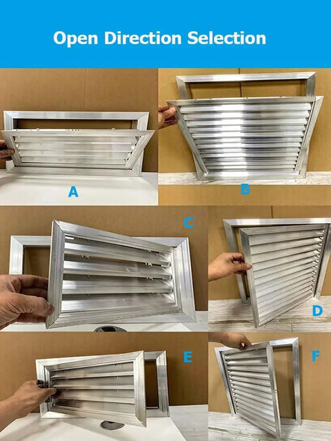 Open direction selection for Heavy Duty Aluminum Alloy Wall And Ceiling Vent Cover With Waterproof Louvered Filter Grill.