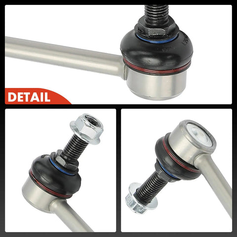 Close-up of Two Piece Front Sway Bar Link Set for Nissan Sentra 2013-2019; detailed view of durable steel construction.