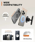 Wide compatibility image for Kickass Magnetic Golf Cart Phone Holder With MagSafe for iPhone 16 15 14 13 12 Mini showing various phone cases.