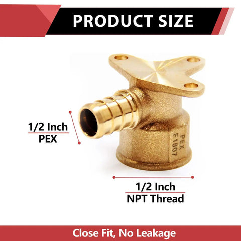 Ten Pack PEX Drop Ear Elbow Brass Crimp Fitting One Half Inch Female NPT Heavy Duty Lead Free Brass Hot Forged