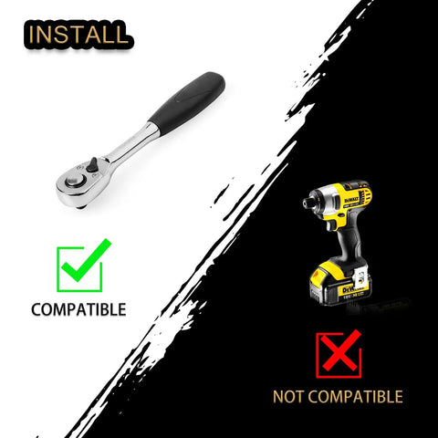 Install guidance for Slick Chrome Wheel Lock Nut Kit featuring M12x1.5 threads with compatible ratchet and incompatible impact wrench.