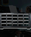 Foldable Metal Keyboard Music Score Stand With Adjustable Tilt for musicians, displaying a grid frame, piano in background