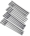 4-In-1 Magnetic Screwdriver Bit Set, 16-Piece With 1/4 Inch Hex Shank displayed in a neat row on a white background