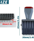 Top Shelf Eight Digit Roller Stamp With Changeable Number Wheels And Multi Function Rubber Design Killer Quality DIY Scrapbooking Office Supply For Super Easy Date Pricing Projects, showing size and detail of adjustable wheels.