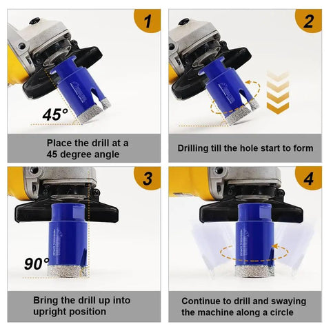 Diamond Drill Core Bit Set For Tile Porcelain Marble And Granite With SDS Plus Adapter Wet Or Dry Core Bits For Ceramic