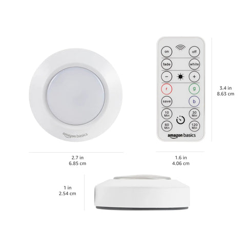 Dimensions of Color Changing LED Puck Lights Battery Operated With IR Remote Under Cabinet Lighting
