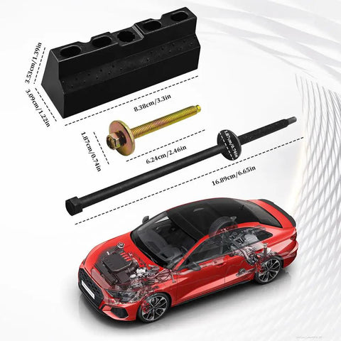 Heavy Duty Battery Hold Down Clamp Kit for Ford Mercury Lincoln Cars, components including black PP base and stainless steel bolts.