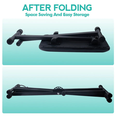 Folded Double X Keyboard Stand And Piano Bench Set with Lockable Straps Height Adjustable Rock Solid Steel