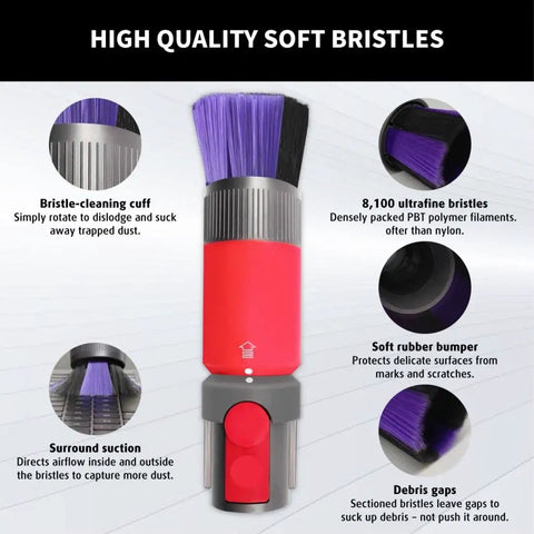 Scratch Free Dusting Brush Attachment For Outsize V15 Detect V11 V12 Detect Slim Cyclone V10 V8 V7 Vacuum Cleaners features.