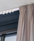 Flexible Curtain Track System Dope Bendable Ceiling Rail For Curved Walls And Wall Mount White 10 Meters Long Includes 80 Rollers 80 Hooks 30 Brackets For Living Room Bedroom RV Divider installed with beige curtain