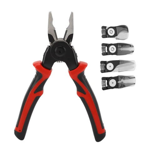 5 In 1 Interchangeable Pliers Kit With Replaceable Heads For Cutting Stripping Crimping And Wire Work Alloy Tool Steel Build