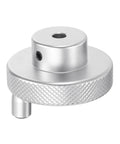 Aluminum Lathe Hand Wheel 50mm OD 5mm Bore with Rotating Handle for Milling Machines Easy Grip, silver tone, side view