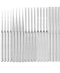 Diamond Mounted Bead Reamer Set with 20 Pieces Diamond Drill Bits in Five Shape Variants including Cone and Cylinder One Eighth Inch Shank