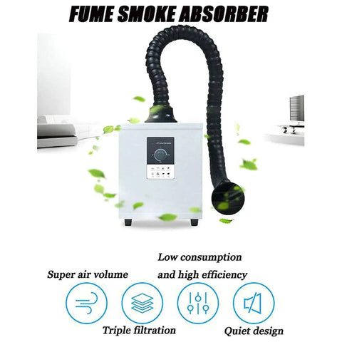 Welding Fume Extractor For Soldering And Welding With Triple Filtration, Beast Mode Suction And Low Noise shown in white with hose