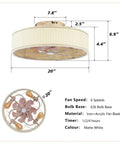Yunstore mathishome Fabric-Style Bladeless Ceiling Fan with Remote Control (Bulb Not Included) in matte white, 20 inch size, with 6 speeds.