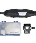 Pro Workhorse Reconditioned Rotary Tool Featuring Rock Solid Variable Speed Control And Dependable Corded Power For Crushing Cutting Grinding Sanding Or Engraving Tasks Daily with accessories and case.