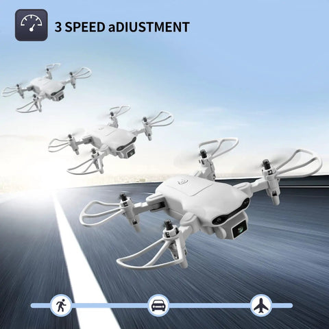 Compact Drone With 1080P HD Camera For Kid And Adult Friendly Live Video RC Quadcopter in flight, 3 speed adjustment, gray.