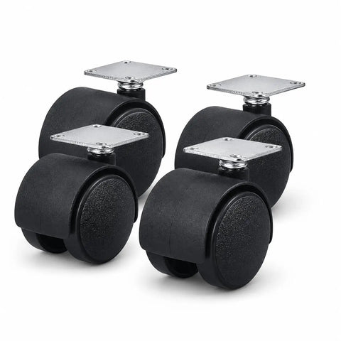 Four Pack Plate Mount Swivel Casters 360 Degree Wheels For Cabinets Carts Storage Racks And Small Furniture Durable PP Wheel Set