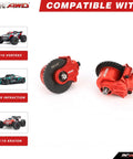 Two Piece 34T Differential And 13T Helical Gear Set For Arrma 1 To 10 And 1 To 8 Transmissions in chrome steel with red housing
