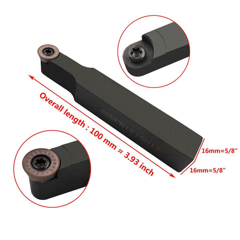 Indexable carbide milling tool holder with replaceable end inserts; 100 mm overall length, 16 mm (5/8") ends