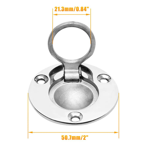 Round Flush Pull Ring Handle 316 Stainless Steel Recessed Pull For Boat Hatch Latch And Furniture Doors 50.7mm Diameter