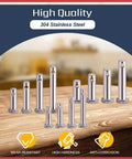 12 Size 304 Stainless Steel Clevis Pins Kit With Flat Head Fasteners M3 M4 M5 Assorted Link Hinge Pins For Automotive And DIY Projects Built To Last