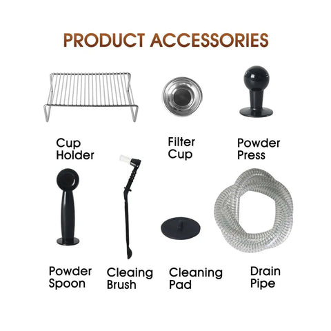 Accessories for Semi Automatic Espresso Coffee Machine For Home Or Small Cafe Pro Grade Coffee Maker With Temperature Control