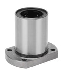 Two flange linear bearings with silver metal housing and mounting holes for CNC machinery.