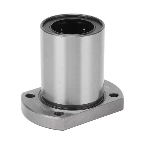 Two flange linear bearings with silver metal housing and mounting holes for CNC machinery.