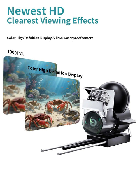 Newest HD underwater fishing camera with infrared night vision, 100ft cable, 4.3-inch LCD, for ice fishing, boat, and kayak use.