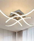 4 Light Modern LED Ceiling Light With Curved Wave Design Brushed Nickel Finish 18W 1650LM Warm White 3000K Flush Mount Fixture