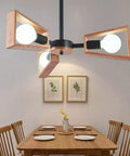 Slick Modern Metal Five Light Ceiling Pendant With E27 Socket Bulb Compatibility For Living Spaces And Dining Areas, featuring black and wood design.