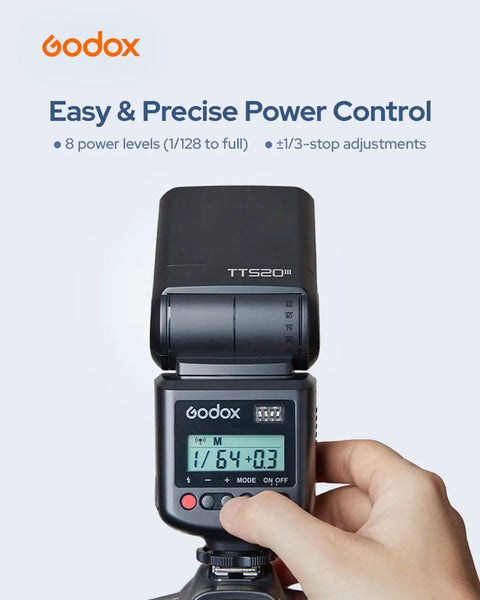 TT520III Universal Bounce Flash Kit with control panel display, hand adjusting settings, 433MHz Wireless Speedlite GN33