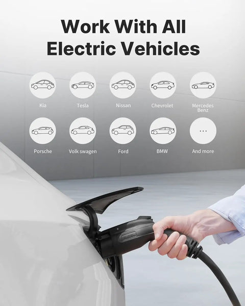 Smart Level 2 EV Charger Up To 50 Amp 240 Volt Indoor Outdoor Car Charging Station With J1772 Connector in use