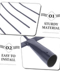Close-up of sturdy iron tines and handle of Handheld Manure Fork With Solid Iron Tines For Gardening Farming And Lawn Maintenance