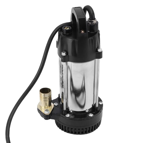 Built Like A Tank Stainless Steel Submersible Sump Pump 300W With 8 Foot Cable showing the durable stainless steel structure and outlet.