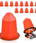 Top Tier 13 Piece Magnetic Fire Sprinkler Covers For Zero Fuss Temporary Paint Masks Tough PVC Recessed Sprinkler Protectors in red.