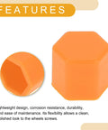20 Pcs Wheel Lug Nut Caps And Dust Covers Silicone Orange 2.2x17x20mm Protective Screw Caps, front and side view