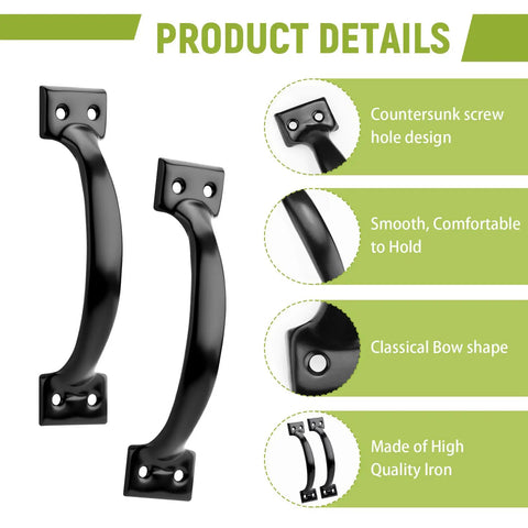 Six Pack 5.43 Inch Metal Gate Handle Replacement Kit Matte Black Barn Door Handles Exterior Drawer Cabinet Pulls detail