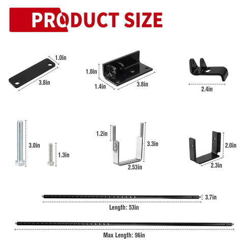 X Brace Stabilizer Rear Cross Stand Mounting Bracket for RV parts dimensions and components layout