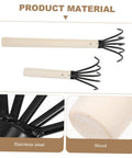 2 Pack Clam Rake With Handle For Beachside Digging Portable Seafood Tool shown with wood handle and stainless steel claws