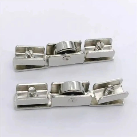 Top Shelf H Shape Door Rollers For Glass Sliding Doors And Wood Furniture 10 Pack Heavy Duty Iron Caster Wheels, metal rollers with smooth black wheels.