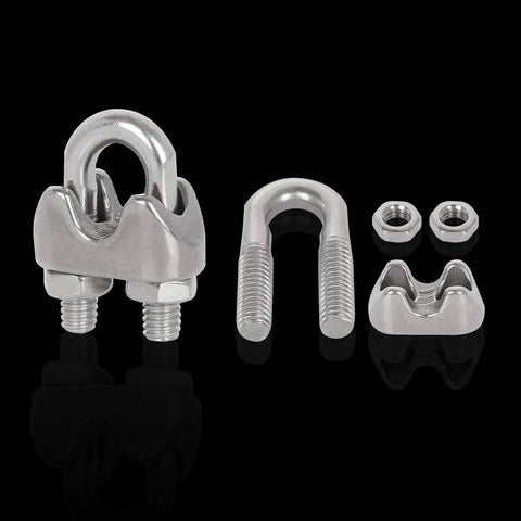 40 Pcs M6 Stainless Steel Wire Rope Cable Clip Clamps For One Quarter Inch Cables, Rustproof 304 Stainless Steel Fasteners Disassembled View