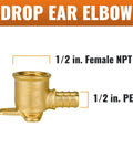 Four Pack Pex Drop Ear Elbow One Half Inch No Lead Brass Fittings For Plumbing UPC Certified ASTM F1807 NSF ANSI 61 Certified